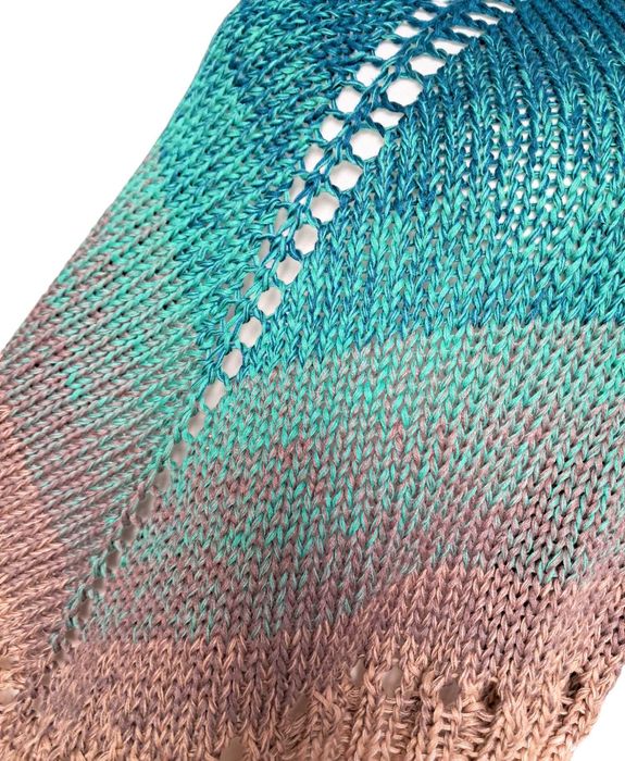 Przepiękna Miękka Ciepła Olbrzymia Zielono/Kremowa CHUSTA OMBRE