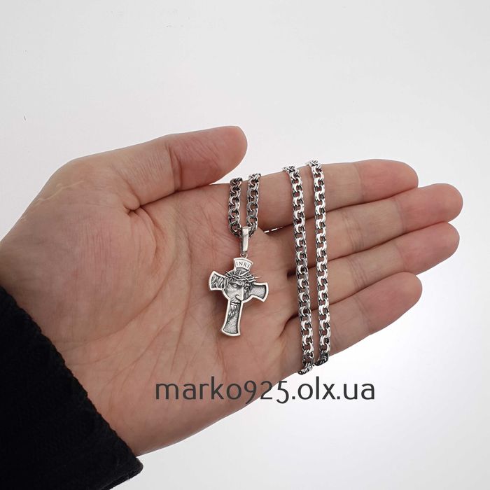 Стильний срібний хрестик чоловічий кулон 925 проба