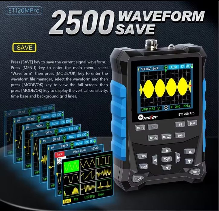 Осцилограф TOOLTOP ET120MPro (120МГц) + генератор