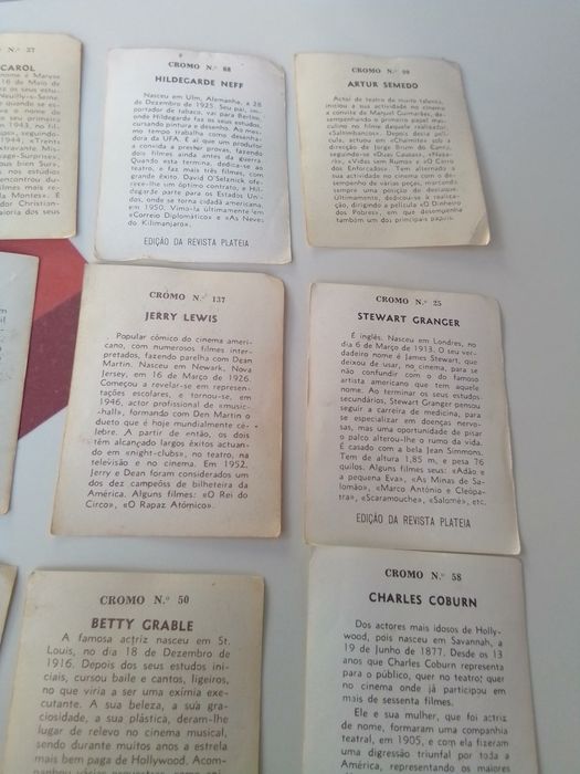 Cromos antigos atores cada 1,50€ , tenho de outras coleções