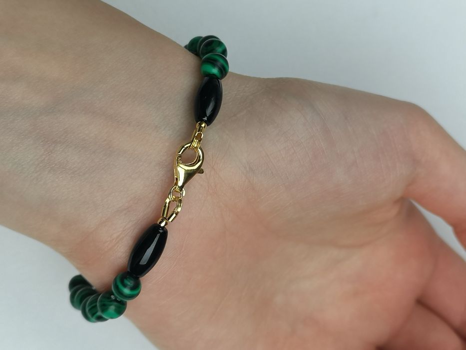 Bransoletka malachit czarny onyks