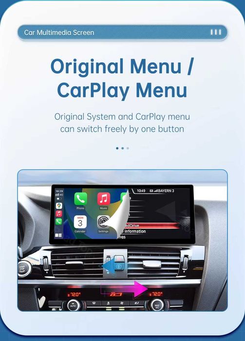 Apple CarPlay Android Auto Linux Radio Multimedialne FM RDS Bluetooth Nawigacja Yanosik AUX Google Maps BMW X3 F25 BMW X4 F26