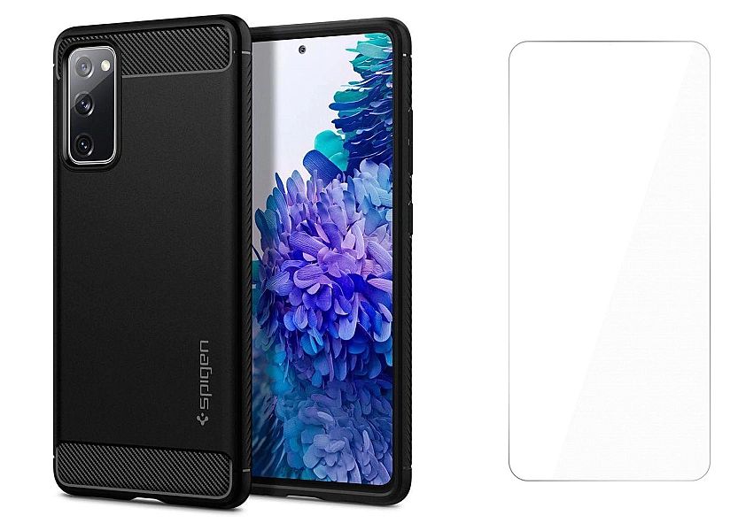 Etui Spigen Rugged Armor + Szkło Hartowane do Galaxy S20 FE