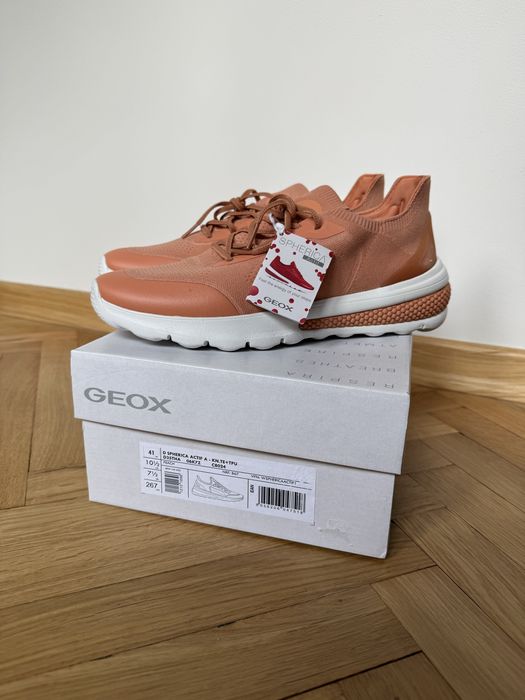 GEOX NOWE sneakersy damskie Spherica Actif r. 41 brzoskwiniowe