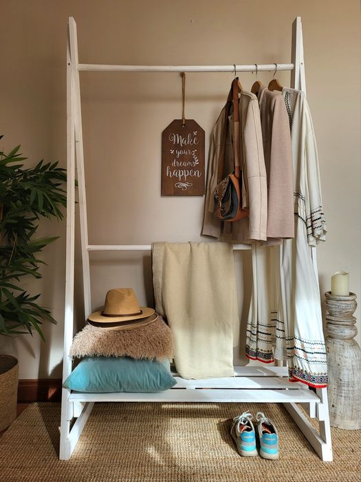 estante, cabide, charriot, bengaleiro, branco, rustico