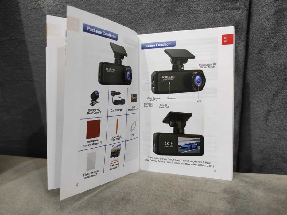 Kamera samochodowa WIDEOREJESTRATOR V31 64GB, 4K. DUAL