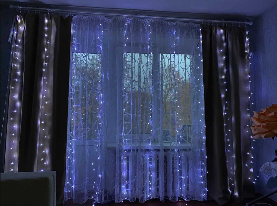 Гирлянда штора роса на пульте от USB 3х1 3х2 3х3