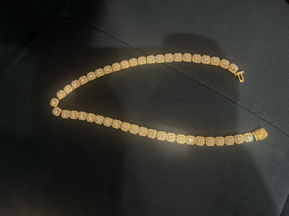 Nowy łancuch złoty z kamieniamy cz 18”