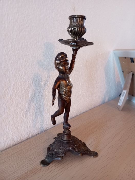 Castiçal Porta Velas em Bronze Vintage