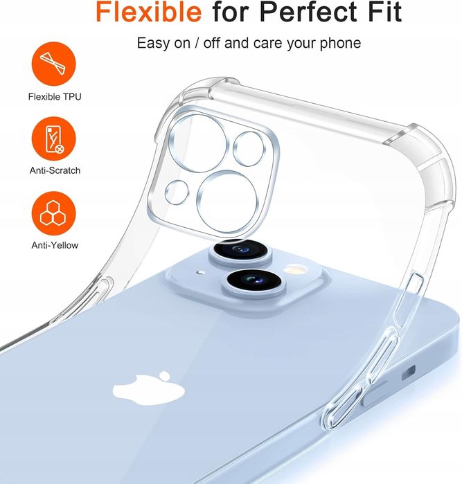 Przeźroczyste Etui Ochronne Do iPhone 14 + Szkło Hartowane 3.szt