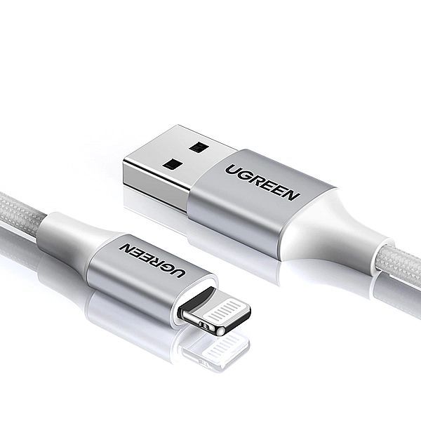 Kabel Ugreen Us199, 60162 Usb-a / Lightning MFi 1.5m - srebrny