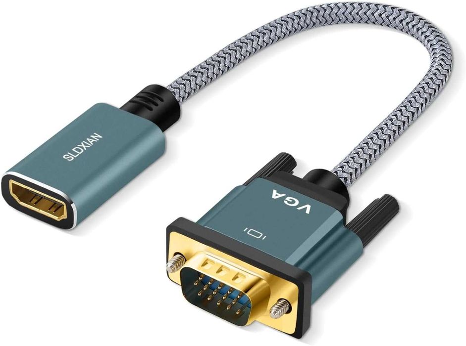 Sldxian Adapter HDMI na VGA, żeński na męski 1080P transmisja HDMI