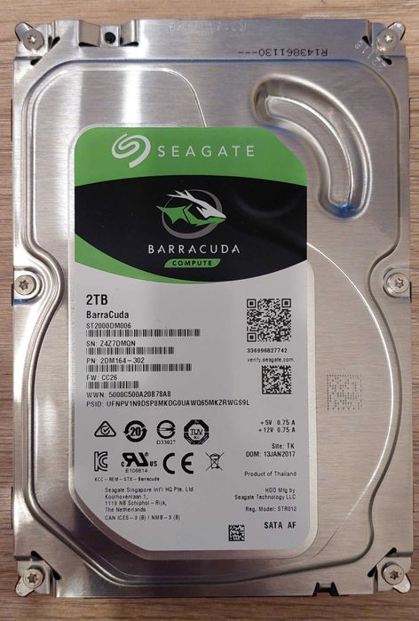 Dysk SEAGATE BarraCuda HDD 2TB ST2000DM006 - JAK NOWY!!! OKAZJA!!!