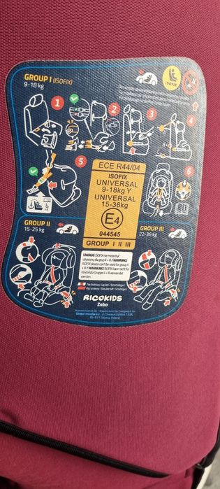 Fotelik samochodowy dziecięcy Ricokids Zebo - czerwony