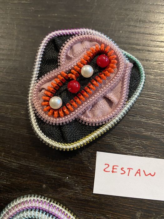 Broszki handmade z suwaków unikat zestaw 46