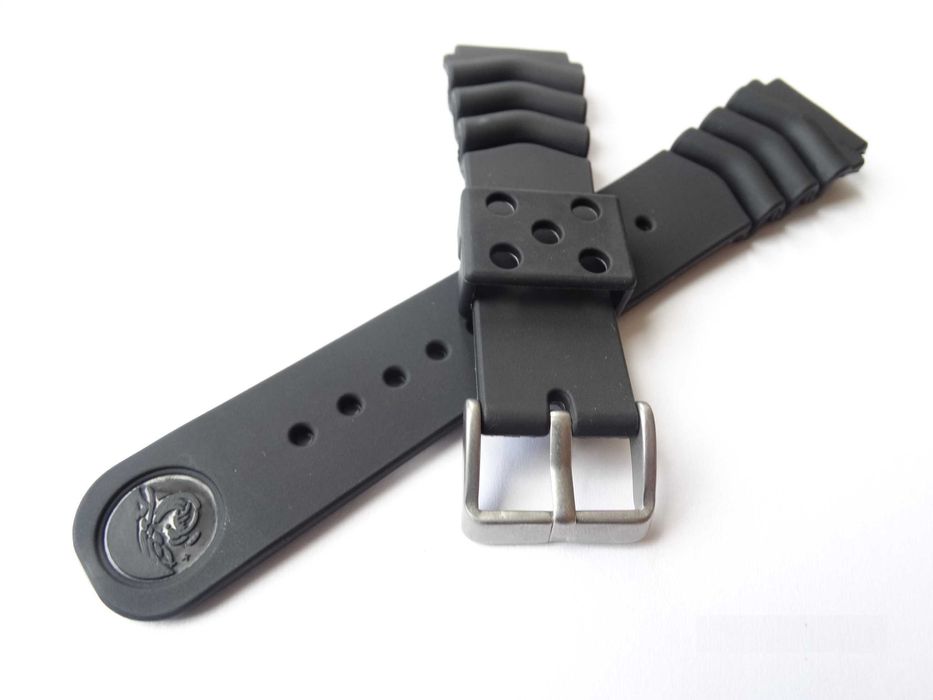 Czarny pasek 20mm 22mm silikonowy do zegarków Seiko Citizen Orient