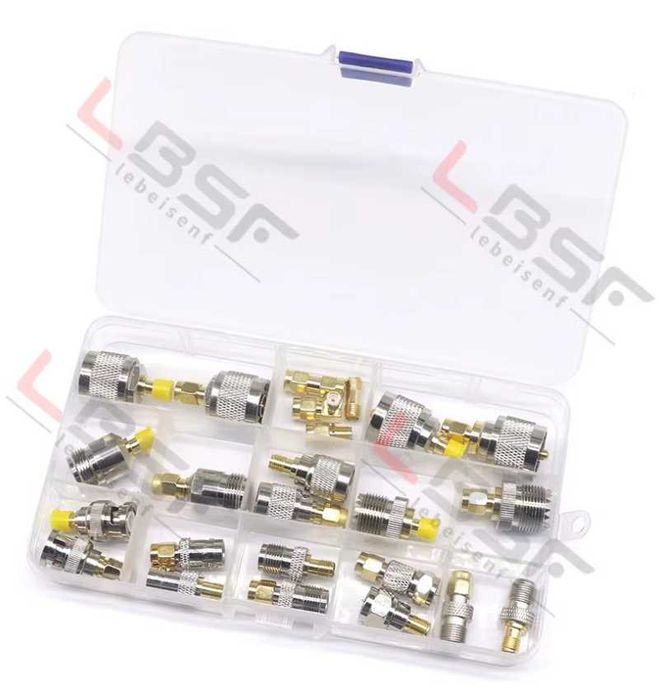 Різіні набори перехідників з SMA на RP-SMA, N, F, TNC, BNC, UHF