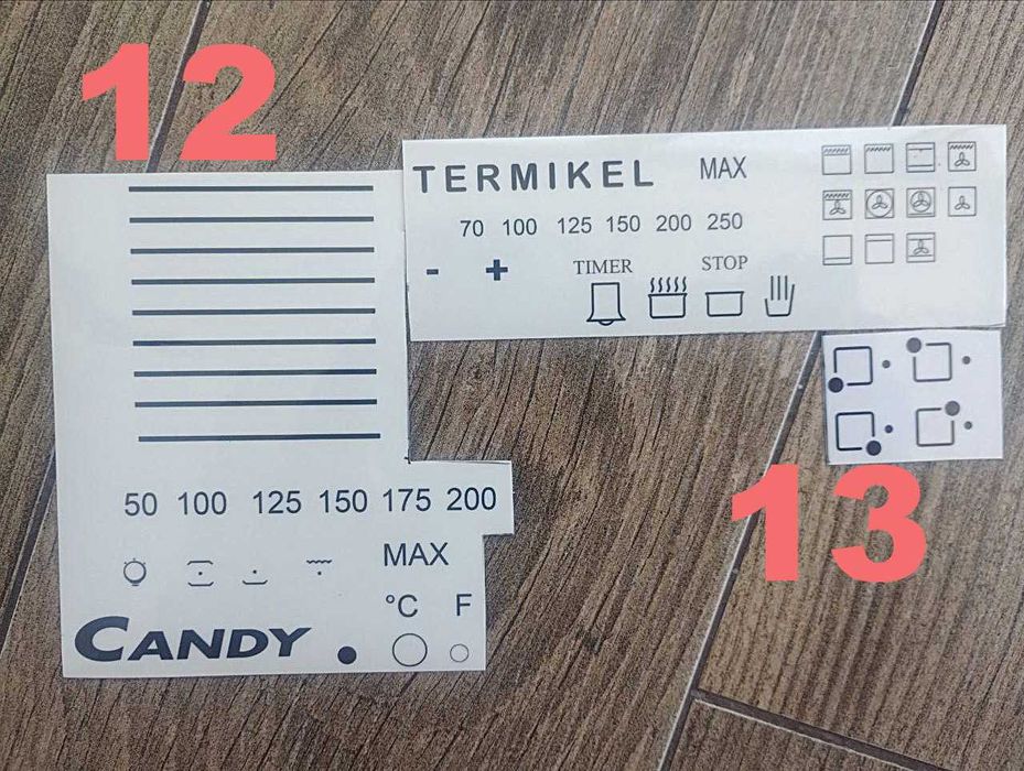 Наклейка для духовки, символы духового шкафа Candy или Gorenje