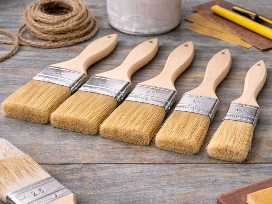 Zestaw Pędzli Malarskich Płaskich 5 SZTUK KOMPLET DO MALOWANIA ŚCIAN