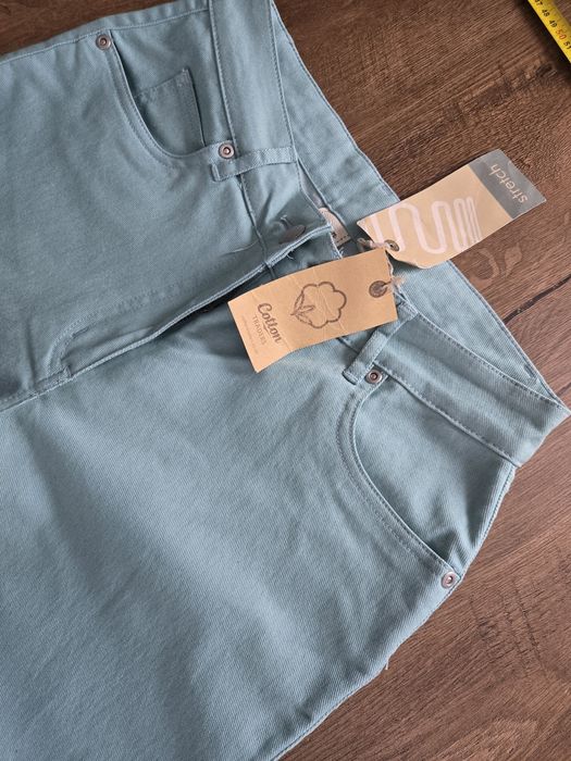 Miętowe rybaczki jeansowe uk10 eur38