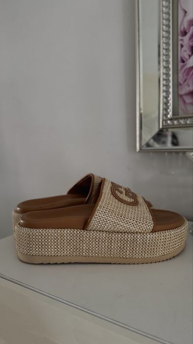 Gucci klapki 40 25,5 boho skorzane