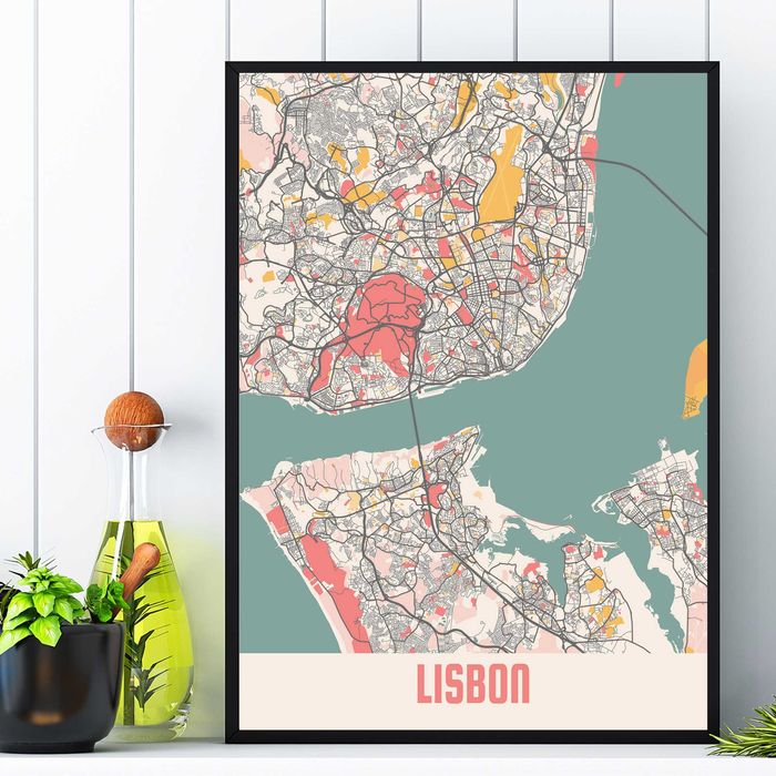 plakat mapa miasta, plakat mapa europejskich i światowych miast