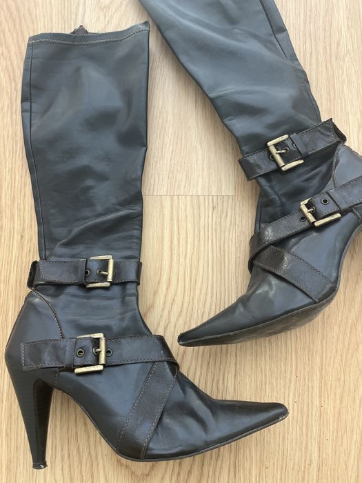 Botas  castanho terra, cano alto, N.38