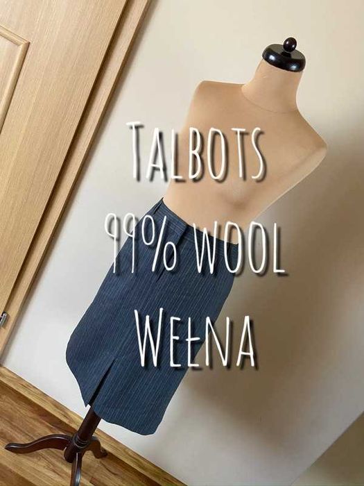 Talbots welna wool szara spodnica jakosc basic xxxl 46 48 +size