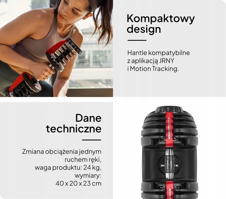 Hantla regulowana bowflex 552i selecttech 24kg domowa siłownia