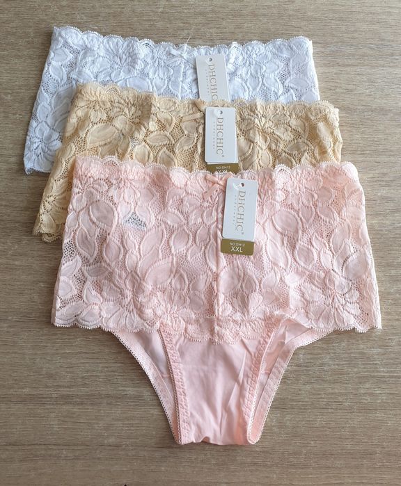 3× Damskie majtki figi z koronką L - 2XL