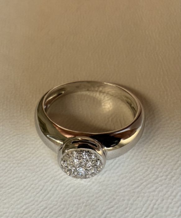 Anel chuveiro com 2,5cm diametro, ouro branco 19,2k