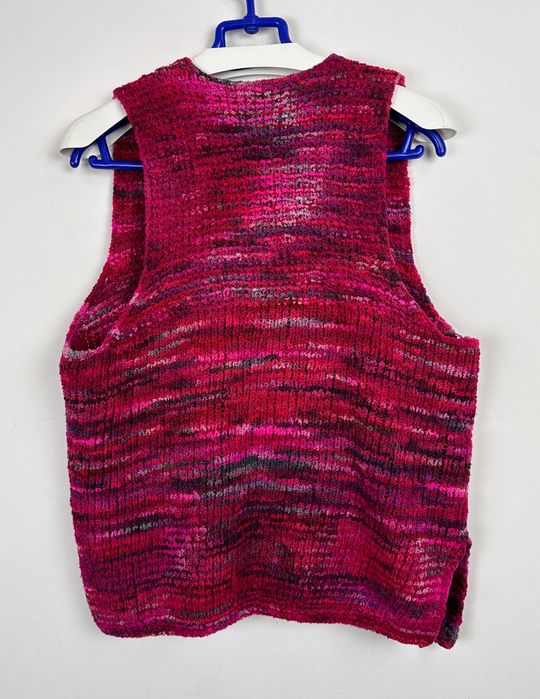 Kamizelka wełniana damska HANDKNIT hippie różowa sweter r. L