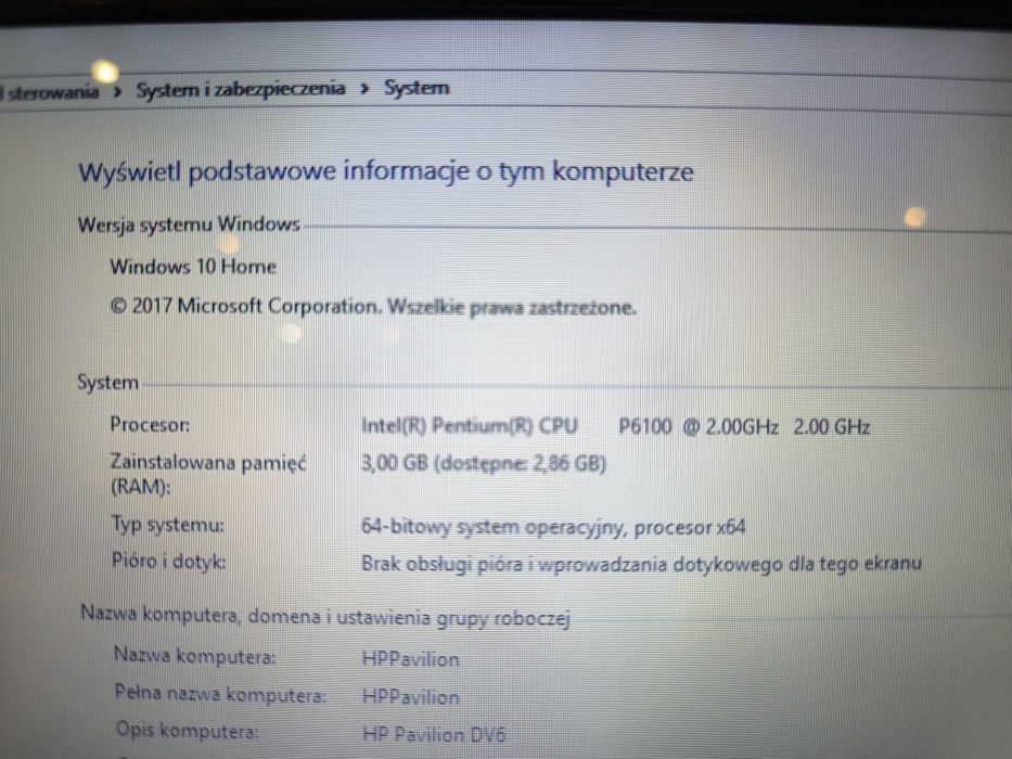 Laptop HP Pavilon DV6 multimedialny z Windows 10