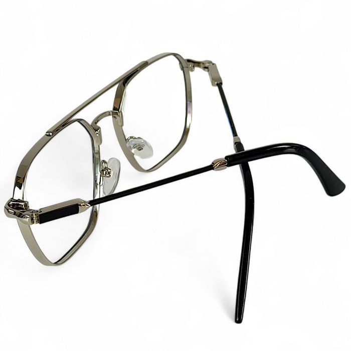 Okulary Do Komputera Blue Light Awiator Srebrne Metalowe Unisex Zestaw