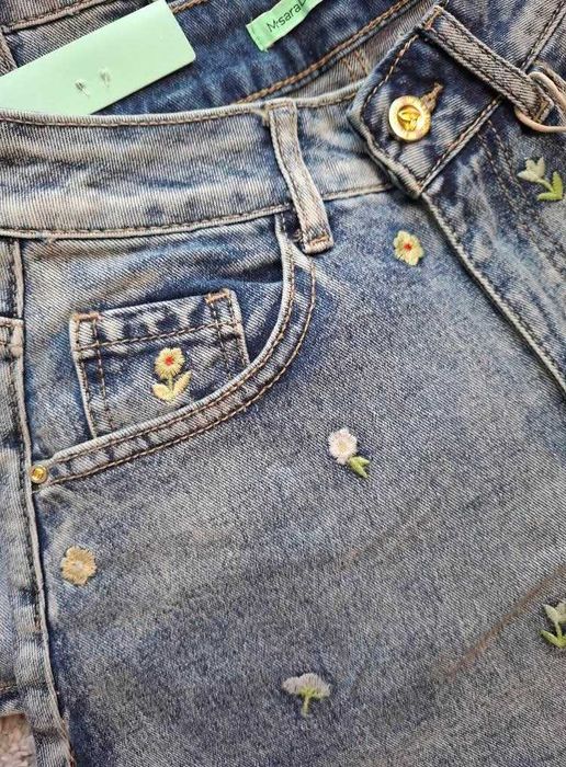 Spodenki jeansowe w kwiatki NOWE z metką