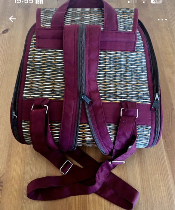 Mala de palhinha bordeaux