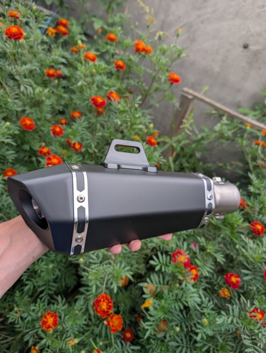 Вихлоп Акрапович/Akrapovic 37/47 см , карбон, титаново - синій/ двухстволка