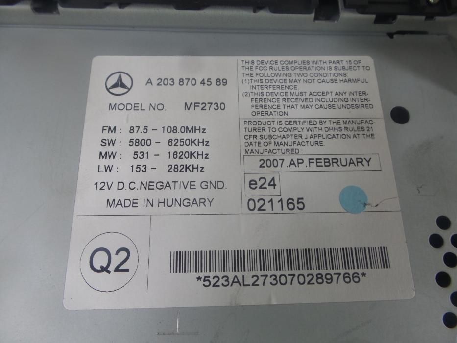 Rádio / Leitor CD - Mercedes Classe C (W203) MF2530 e MF2730