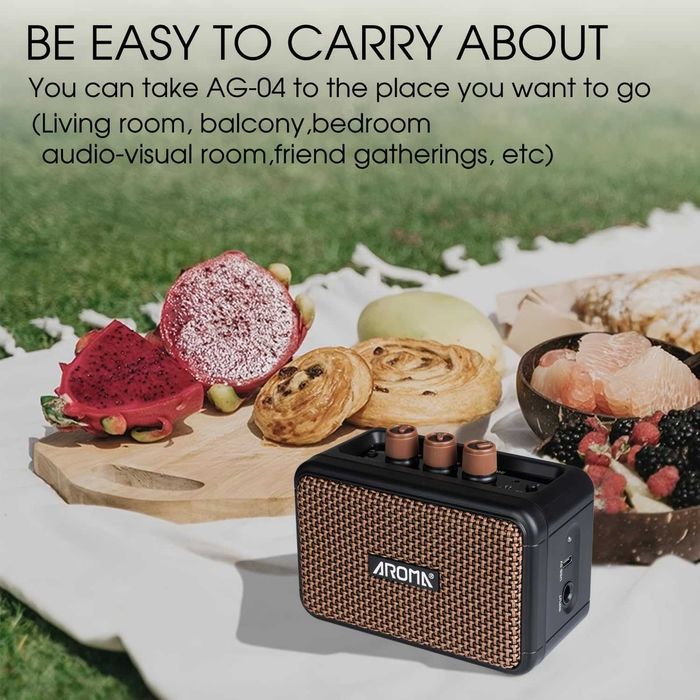 Комбопідсилювач портативний для гітари Aroma AG-04, Bluetooth, 5 ват