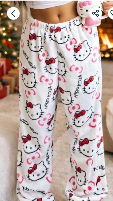 Піжамні штани Hello Kitty, плюшеві штани хелоу кітті