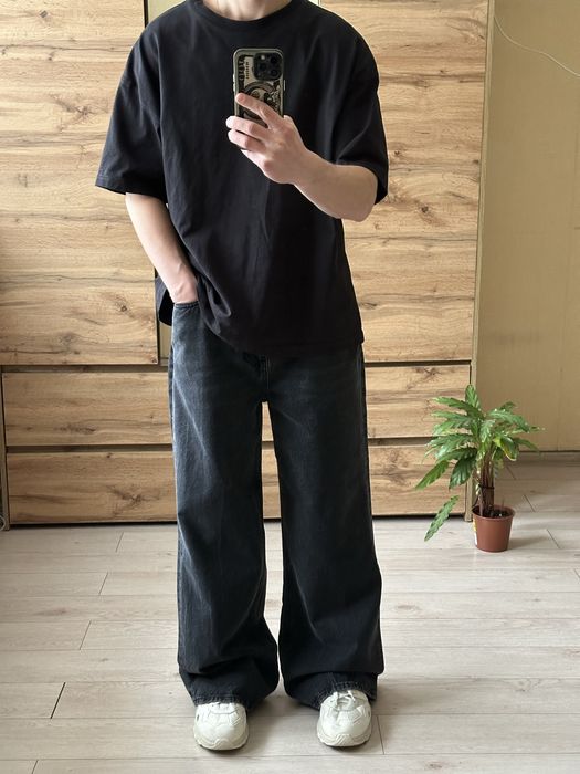 Джинси чорні чоловічі washed black Flared Jeans флаєра кльош ХЛ XL