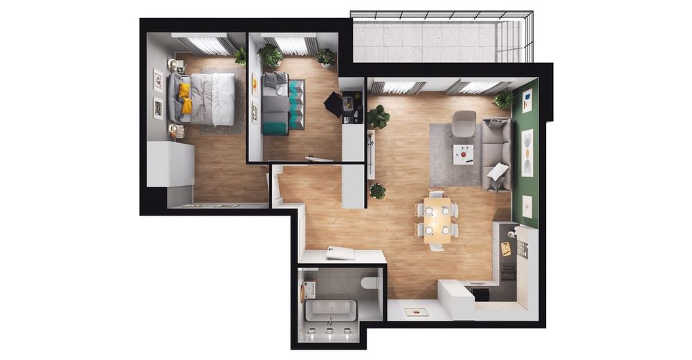 3-pokojowe mieszkanie 67 m² + balkon Bezpośrednio - Widok 3