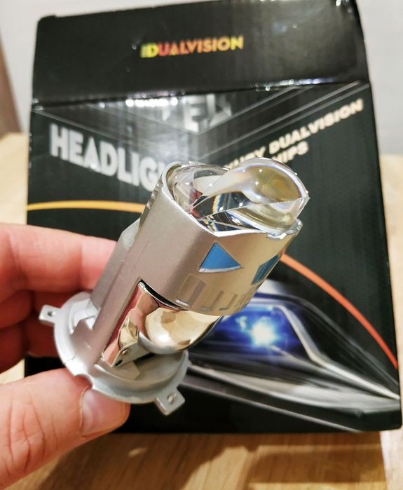 Светодиодные линзы для фар dualvision, две линзы. 1200W, H4 6000K