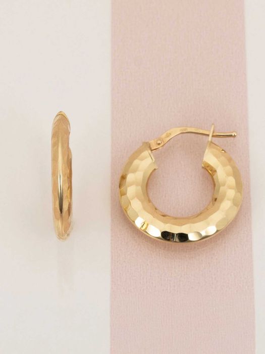 Złote kolczyki kółka młotkowane 19,5mm próba 585