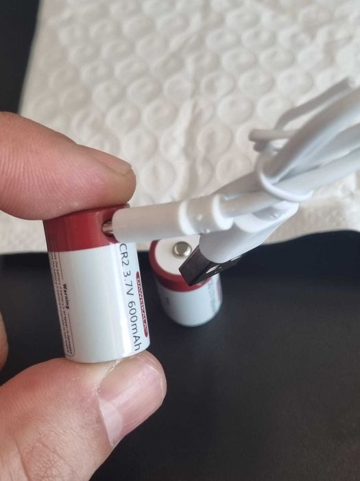 Baterias recarregáveis CR2 3.7v 600mAh lítio USB-C