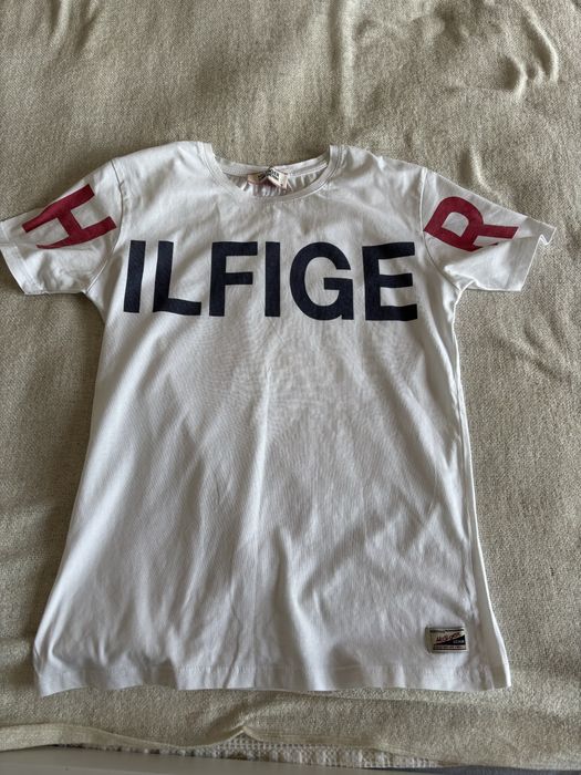 Biala bawelniana koszulka tommy w bardzo dovrym