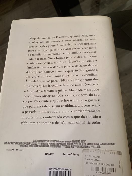 Livro Se Eu Ficar de Gayle Forman; Tradução: Rita Graña