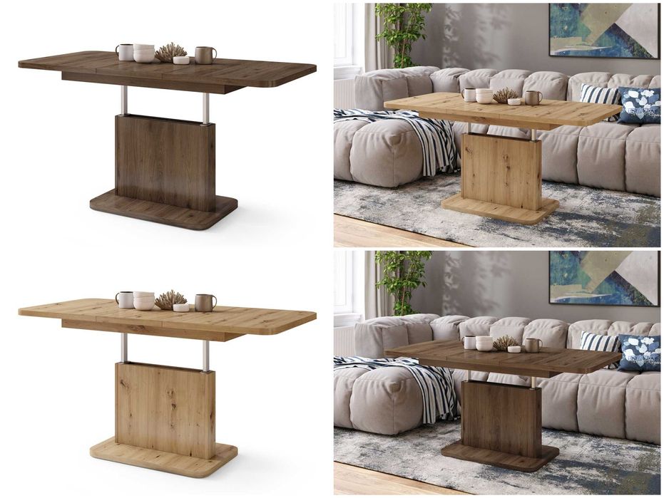 Ławosół ASTON MINI ZAOKRĄGLONY orzech elegant, dąb artisan - podnoszony i rozkładany MAZZONI