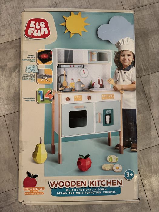 Drewniana kuchnia z akcesoriami Elefun NOWA