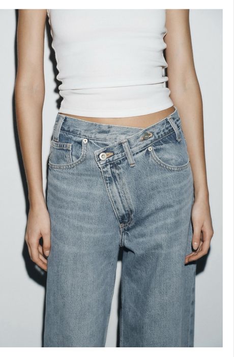 Джинси zara wide leg на запах